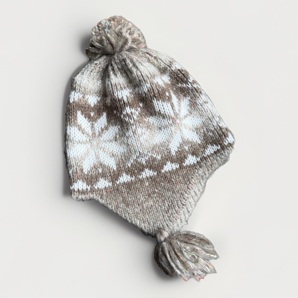 Scala Beanie Womens Wool Blend Fair Isle Knit Hat Ear Flaps One Size Nordic